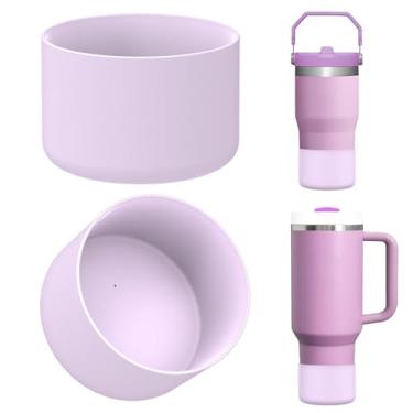 Imagem de Linkidea - Pacote com 2 protetores para garrafa de água, compatível com Stanley Quencher H2.0 20oz/30oz/40oz, copo IceFlow Flip 20oz/30oz, capa protetora de silicone para fundo de garrafa (Orquídea)