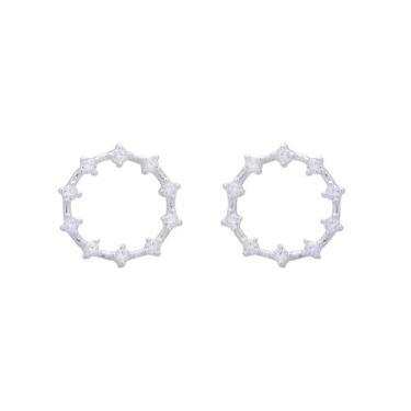 Imagem de Brinco Círculo Pedras Banhado a Prata 925 - Papillon Semi Jóias