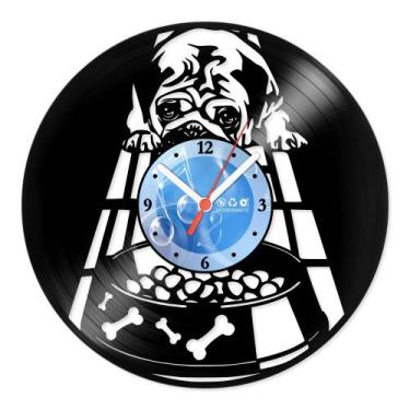 Imagem de Relógio De Parede Disco Vinil Animais - Pug Deitado - VAN-194 - Modern