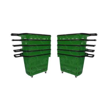 Imagem de KIT - 10 Cestos Grande com Rodízio D300 Cód. 3300 Verde - Della Plast