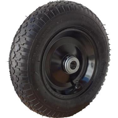 Imagem de Roda Pneumatica 350x8 Rolete 1" p/ Carrinho Plataforma, Girica, Pedrei