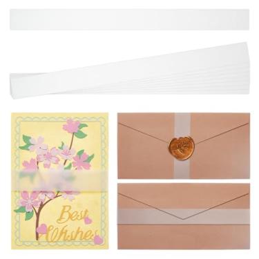 Imagem de OLYCRAFT 200 peças de faixa transparente para convites de 13 x 18 cm, faixas de barriga de velino, papel de velino, faixas retangulares de papel para envelopes, convites de casamento, cartão de