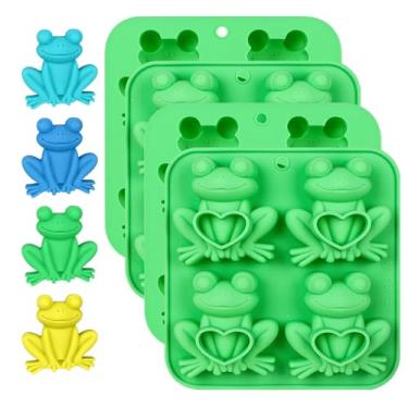 Imagem de Hewomate Molde de sapo, pacote com 4 moldes de sapo de chocolate, molde de silicone de sapo para gelatina, bombas de chocolate, doces, barras de sabonete para as mãos, giz de cera, decoração de bolo,