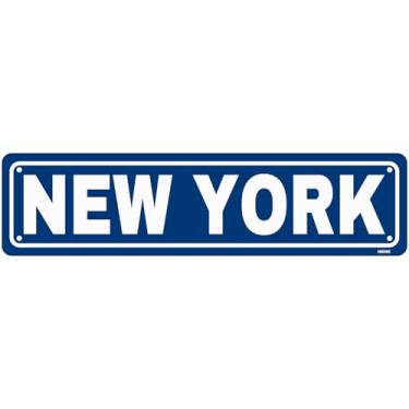 Imagem de HBXNZ Placa de Nova York, decoração de parede, placas de metal em lata, placas de rua, placa de metal para cafés, bar, pub, cerveja, clube, parede, decoração de casa, 40 x 10 cm