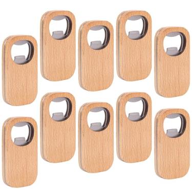 Imagem de Framendino, Pacote com 10 abridores de garrafas de madeira em branco, abridor de cabo de madeira, gravação para presente de festa de casamento em casa
