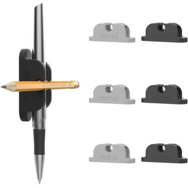 Imagem de OUTXE Pacote com 6 porta-canetas magnéticas e adesivas com dois compartimentos – fácil de organizar e acessar lápis, caneta, marcador - perfeito para mesa, parede, geladeira, quadro branco, prancheta