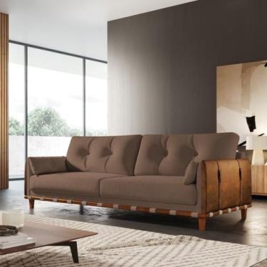 Imagem de Sofá Living Antares D33 2,20m Base em Madeira Linho - Castelli, Tramad