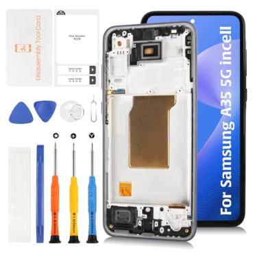 Imagem de Olivechard Incell A35 5G LCD (6,5 polegadas não OEM 16.8 cm/Sem impressão digital) com substituição de tela de moldura para Samsung Galaxy A35 SM-A356E/A356B/U/U1 Kit de montagem digitalizador de tela