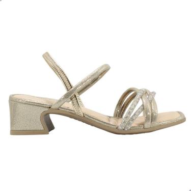 Imagem de Sandália Infantil Pink Cats Salto Bloco Ouro Claro