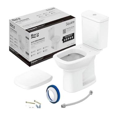 Imagem de Kit Vaso Sanitário Celite Square + Caixa Acoplada + Acessórios de Fixação Branco