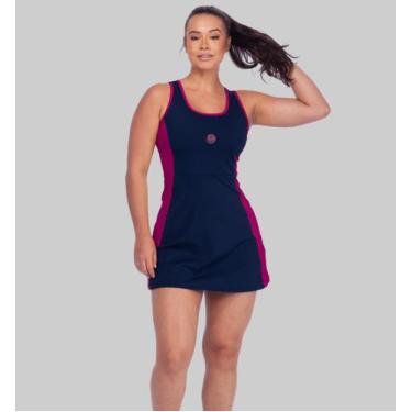 Imagem de Vestido Feminino Esportivo De Beach Tennis Bicolor Modelo Regata Short
