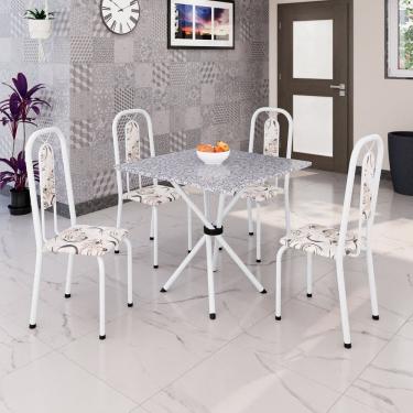 Imagem de Conjunto para Sala de Jantar com 4 Cadeiras Lívia Arabesco/ Branco