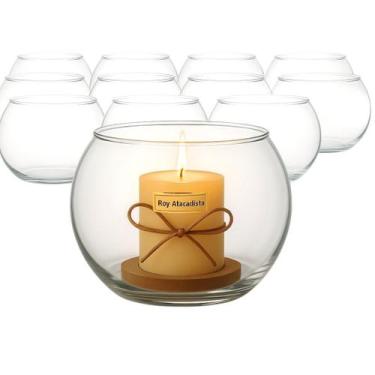 Imagem de Vaso Aquário mini pequeno 400 ml kit 10 redondo vidro lembrancinha fes