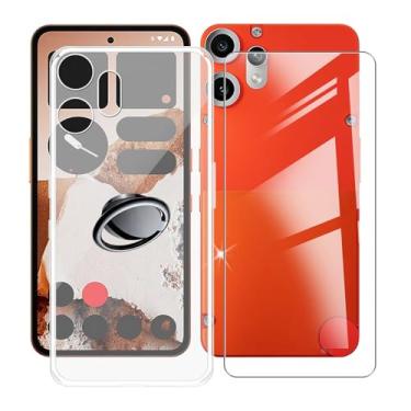 Imagem de Capa for Nothing CMF Phone 2 Pro, com [1 x película protetora de vidro temperado], capa macia à prova de choque, [suporte de anel de rotação de 360°] Capa para celular CMF Phone 2 Pro (6,7 polegadas