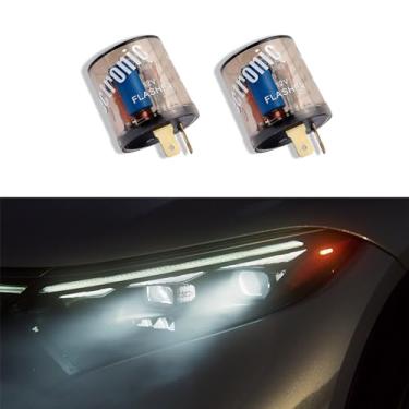 Imagem de Lecctso 2 Peças 12V Pino Eletrônico Led Pisca-Pisca Relé Luz De Seta Dois Pinos Redondos Resistentes 20 Amperes Compatível Automóvel Motocicleta Bicicleta Fixar Lâmpadas Incandescentes Flash Rápido