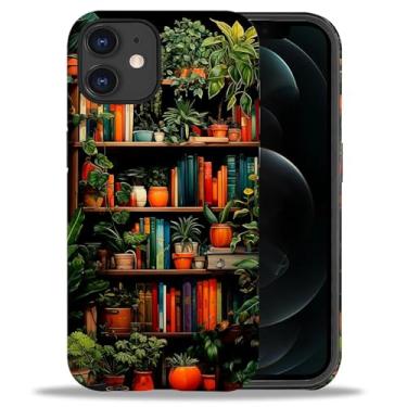 Imagem de DAIZAG Capa compatível com iPhone 12/12Pro, Jungle Bookshelf 2 em 1, resistente, à prova de choque, resistente, PC rígido + capa protetora de silicone macio