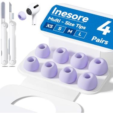 Imagem de 4 pares de pontas auriculares de substituição para AirPods Pro 2ª/1ª geração com caixa de armazenamento portátil, orifício de redução de ruído com tela protetora de poeira integrada, pontas