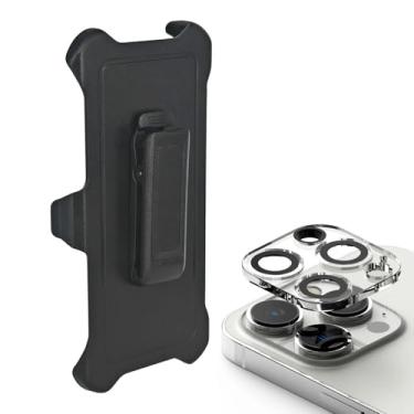Imagem de MEEFIX Clipe de cinto de substituição para capa Otterbox Defender Series (para iPhone 14 Pro Max) + conjunto protetor de lente de câmera de vidro temperado HD