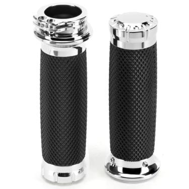 Imagem de Punhos de 2,5 cm para guidão de motocicleta de 25 mm para Harley Davidson Sportster Touring Dyna Softail 883 1200 Harley Touring Honda Kawasaki Suzuki Yamaha (prata)