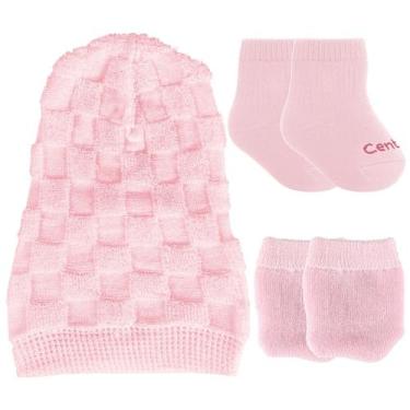 Imagem de Kit Recém-nascido Rosa Touca + Luva + Meia 3 Peças Roupinha Para Bebês
