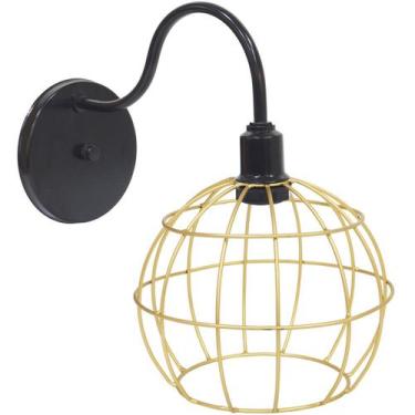 Imagem de Luminária Arandela de Parede Aramada Globo Dourada Industrial Retro Pr