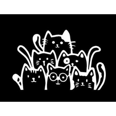Imagem de Adesivo Familia de Gatos Decorativo e Automotivo - ALLTAK , BRANCO