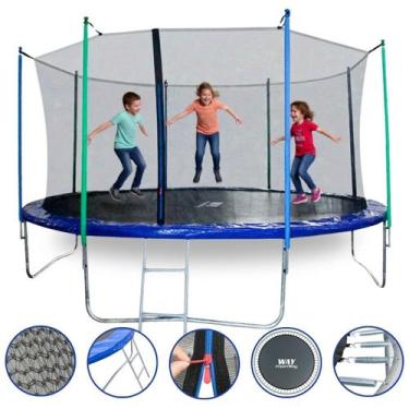 Imagem de Cama Elástica Infantil Grande 427cm Com Rede de Proteção e Escada Pula