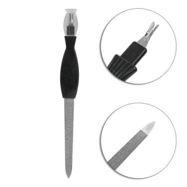 Imagem de Lixa de Unha de Metal com Espátula de Cutícula e Removedora de Pele Mo