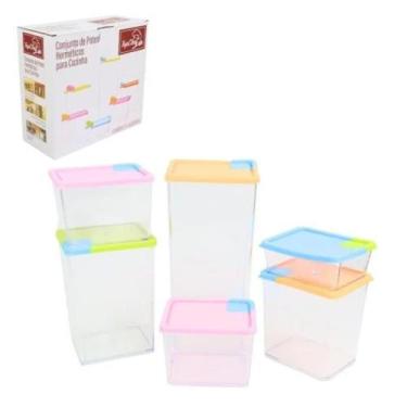 Imagem de Pote de Plástico 6 Pçs Herméticos Empilháveis - TOP RIO