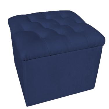 Imagem de Puff Baú Decorativo 51x51 Suede Azul Marinho - Majú Decor