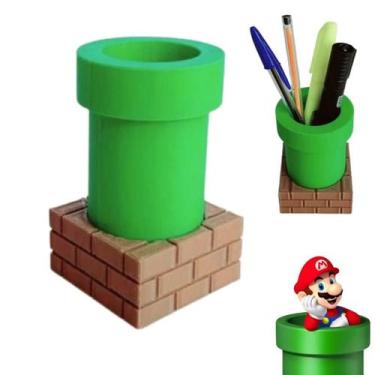 Imagem de Porta Caneta Cano Super Mario Presente Gamer Mesa Escritorio - Super 3