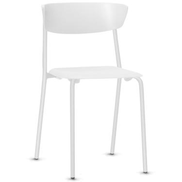 Imagem de Cadeira Empilhável Fixa Atom F02 Base Aço Branco - Lyam Decor