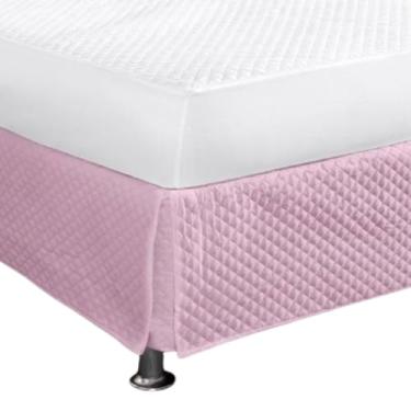 Imagem de Cama box acolchoada com saia, cama de solteiro, casal, queen, king, janela, quarto arrumado (Rosa,King)