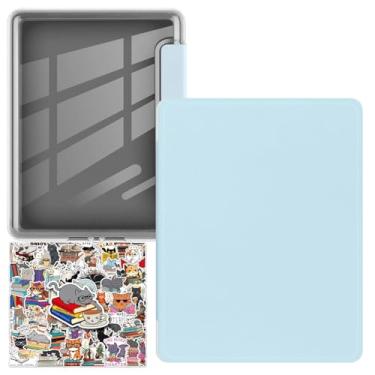 Imagem de Capa para Kindle Paperwhite 12ª geração lançado em 2024 (7 polegadas) e Kindle Colorsoft Signature Edition, capa traseira transparente de couro PU durável com alça de mão automática hibernar e