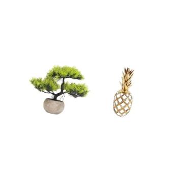 Imagem de Fenteer Bonsai Artificial, Estatueta de Resina, Vegetação Decorativa, Planta Falsa, Estátua Dourada para Centro de Mesa, Escritório, Quarto, Sala de Estar