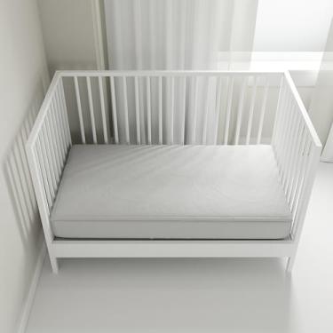 Imagem de QuickZip Jogo de lençol para berço – mais rápido, seguro e fácil – Inclui 1 base envolvente e 1 lençol de berço com zíper – cinza embaçado 100% algodão – Serve para todos os colchões de berço padrão