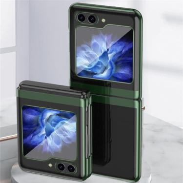 Imagem de Capa protetora transparente revestida para Samsung Galaxy Z Flip 5 5G 2023 Hard Box Phone Case, verde, para Z Flip 5