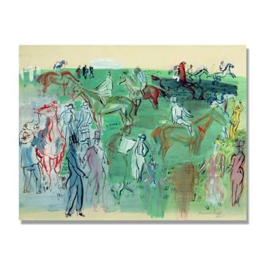 Imagem de NHLDZYH Folhas impressionistas, (a relva do hipódromo) de Raoul Dufy, reprodução de quadros, quadros de pinturas famosas, imagem murais quartos. 40 x 50 cm apenas tela
