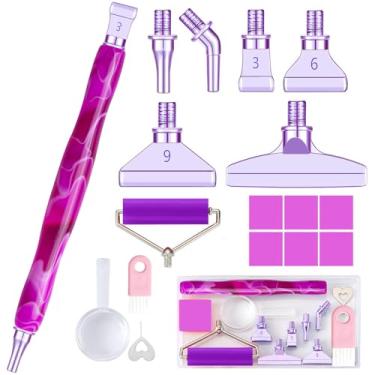 Imagem de Sttargxing Kit de canetas de pintura de diamante, 13 peças de pontas de aço inoxidável com 6 argilas, pontas para vários colocadores, acessórios de pintura de diamante 5D, substituição para artesanato
