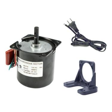 Imagem de Motor CHANCS 60KTYZ 110V 5-6 RPM com suporte e cabo de alimentação