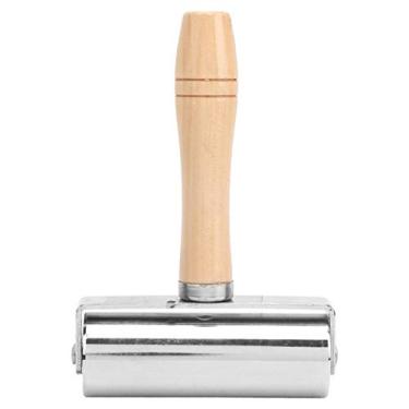 Imagem de Rolo de borda de prensa de couro profissional galvanizado superfície lisa ferramenta de rolamento de borda artesanal de couro com alça de madeira confortável para artesanato e (eu)