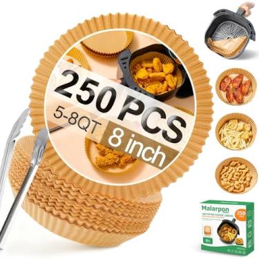 Imagem de Air Fryer Liners descartáveis 250 peças, forros de papel para fritadeira a ar de 20 cm, papel pergaminho não branqueado para fritadeira a ar, redondo e antiaderente, à prova de graxa, cabe em cestas