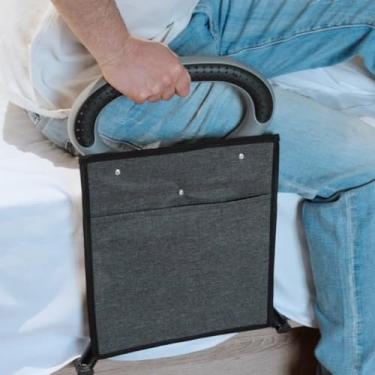Imagem de EASACE Barras de cama para segurança de adultos idosos, barra de assistência de cama de altura ajustável, assistência para entrar e sair da cama, trilho auxiliar de cama com bolso de armazenamento.