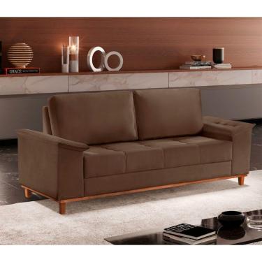 Imagem de Sofá Ravena Veludo 03 Lugares D28 Meu Sofá Online B016 Veludo Marrom