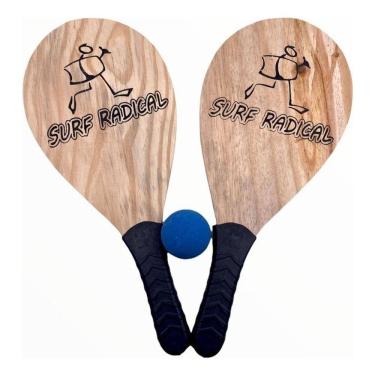 Imagem de Raquete Frescobol De Madeira Com Bolinha Surf Radical