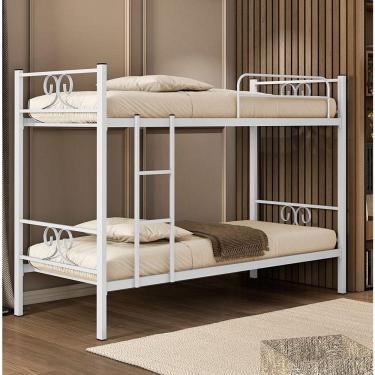 Imagem de Beliche Domus Solteiro Moderno 100% Aço Compacta Branco