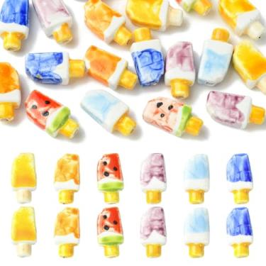 Imagem de LiQunSweet 18 peças, 6 cores, porcelana, sorvete, miçangas, fofas, picolé, sobremesa, doces para joias, pulseira, colar, brinco, artesanato, bolsa, chaveiro, decoração