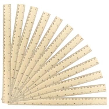 Imagem de Zorveiio 12 réguas de madeira 12 polegadas/30 cm, 2 escalas (polegadas e centímetros) réguas de medição a granel para crianças, estudantes, professores, sala de aula, escritório, casa - Material ideal
