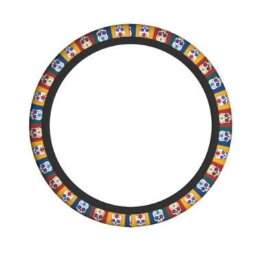 Imagem de Cuczpau Capa de volante acessórios de carro antiderrapante universal crânio colorido 38 cm ajuste Auto SUV Sedan Vans caminhões