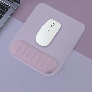 Imagem de YOWKA Mouse Pad com descanso de pulso ergonômico, 24 x 24 cm, base antiderrapante, couro PU, preto (lavanda)